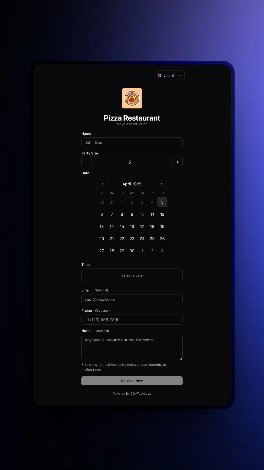 Beautiful Customer Booking Experience - Reservation Page